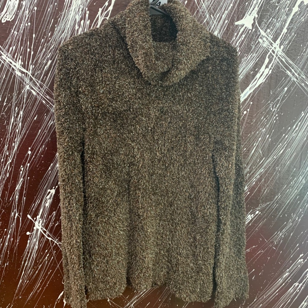 White Stag Woodland Brown Eyelash Knit Cowl Neck Sweater WS515700 Womens Large